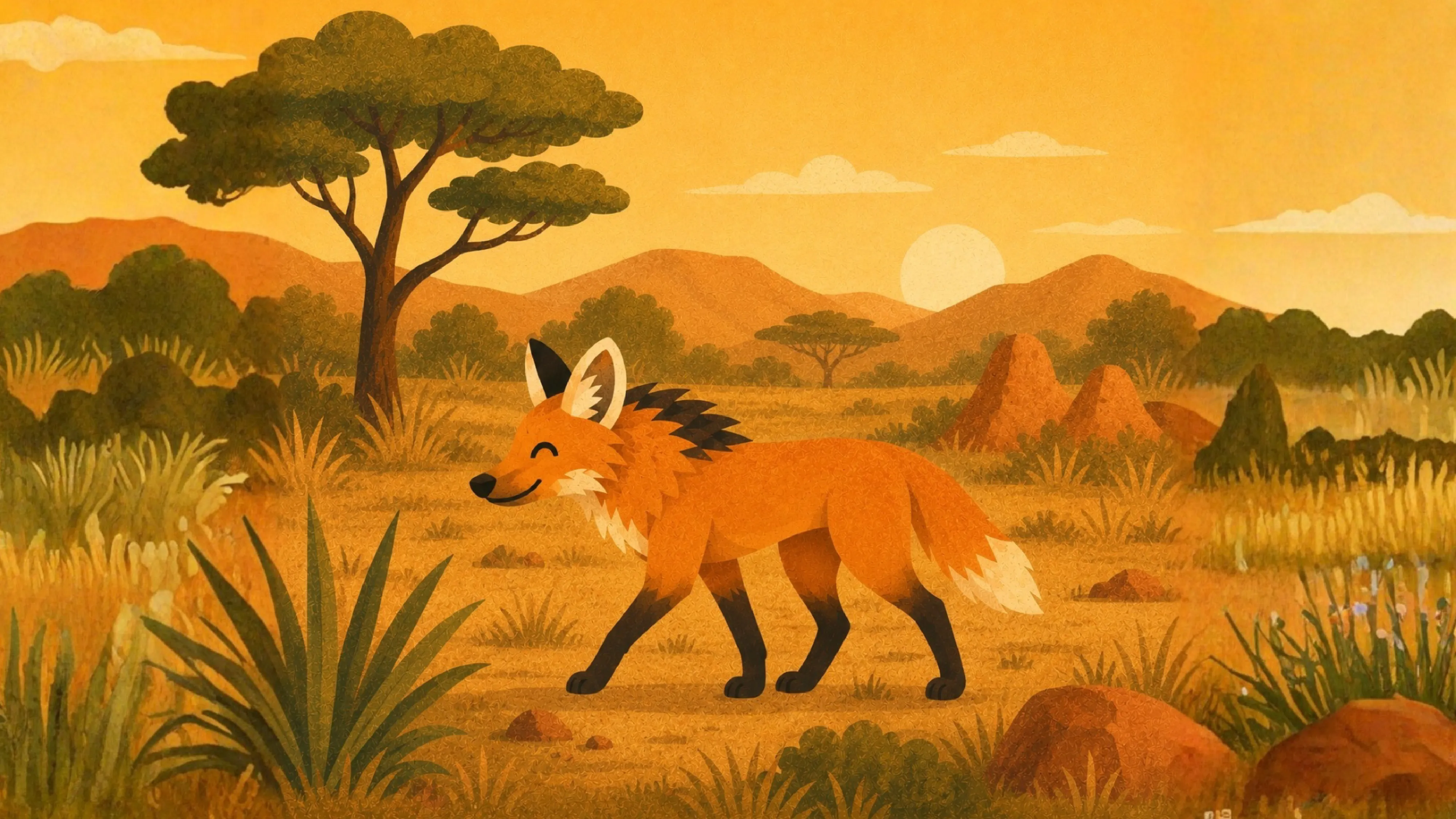 Ilustração do Lobo-guará, mascote do time Lupi